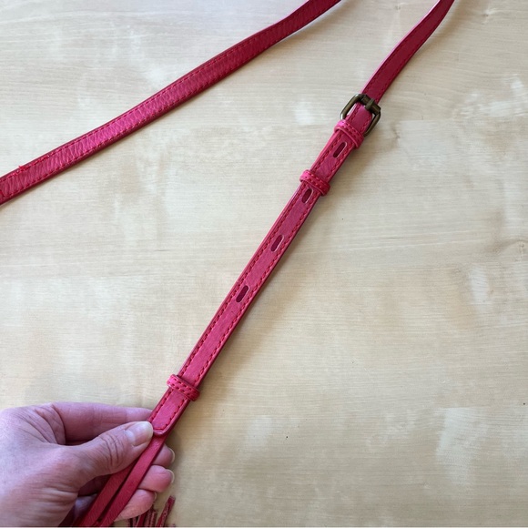 Lucky Brand Coral-Pink Leather Crossbody with Tassel - Picture 7 of 12